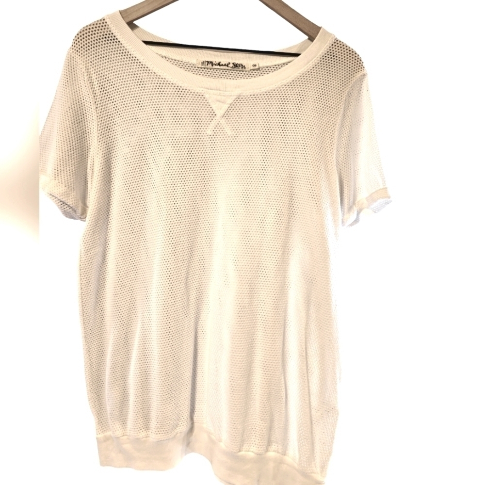 Michael Stars white mesh see-through shirt OS